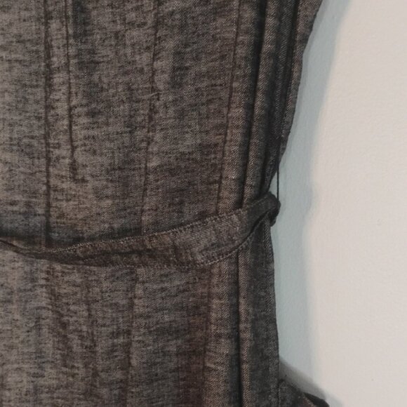 THEORY Linen Heather Gray Button Down High Slit Sides Maxi Shirt Dress Size 6 - Picture 2 of 12